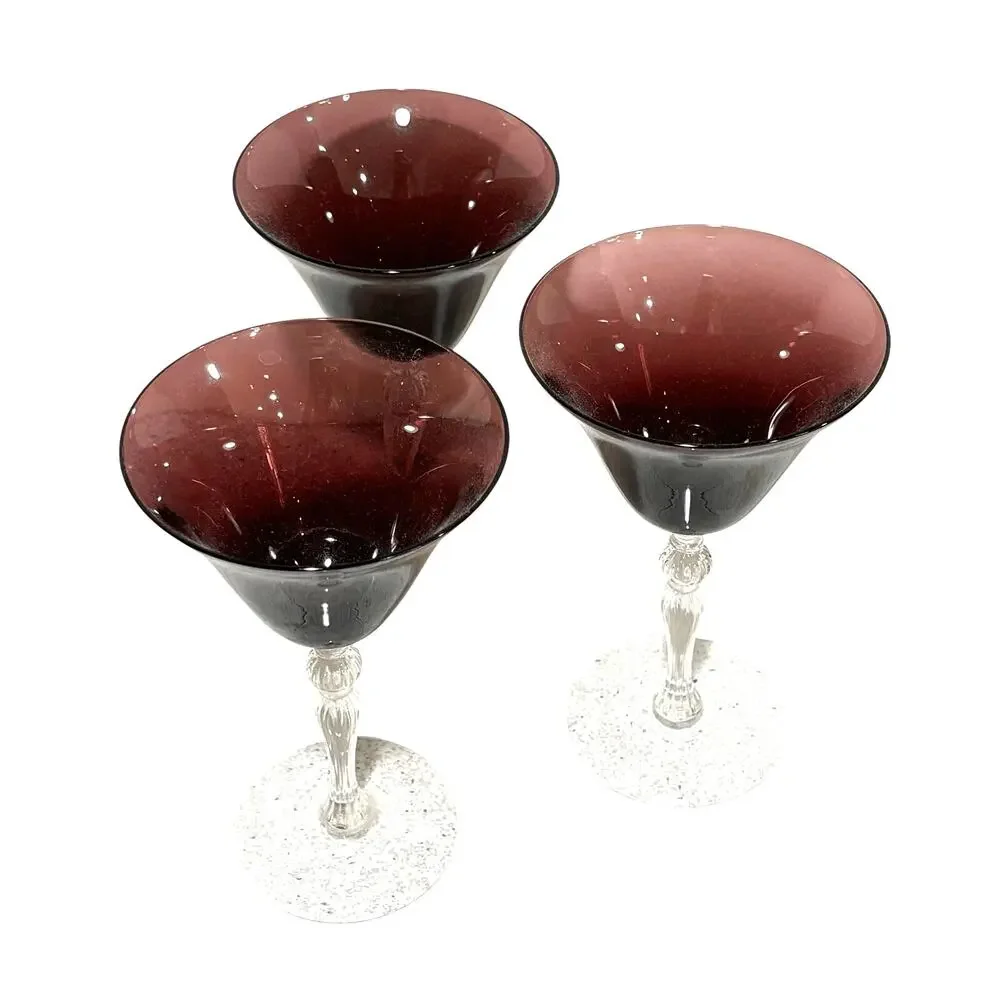 Vintage Cambridge Amethyst Champagne / Tall Sherbet wine glasses (3) Purple